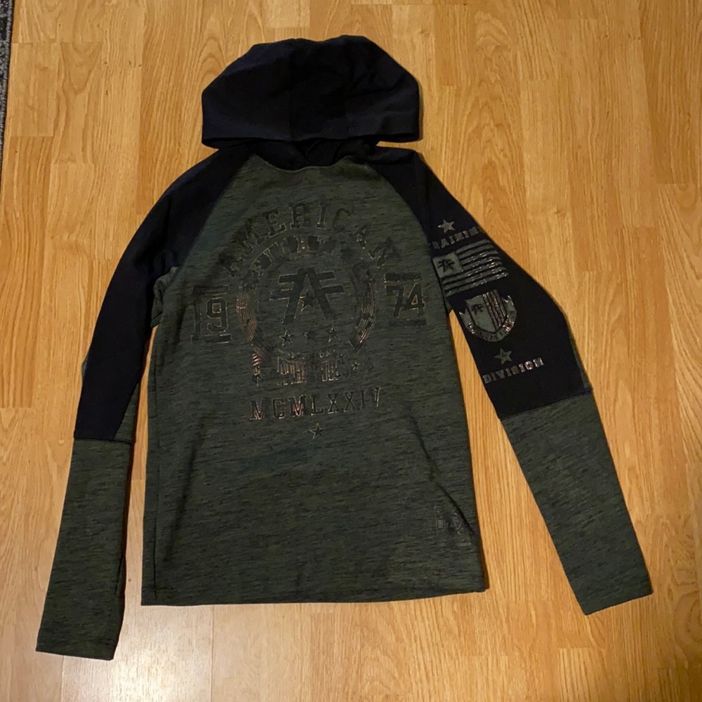 American fighter green and black hoodie